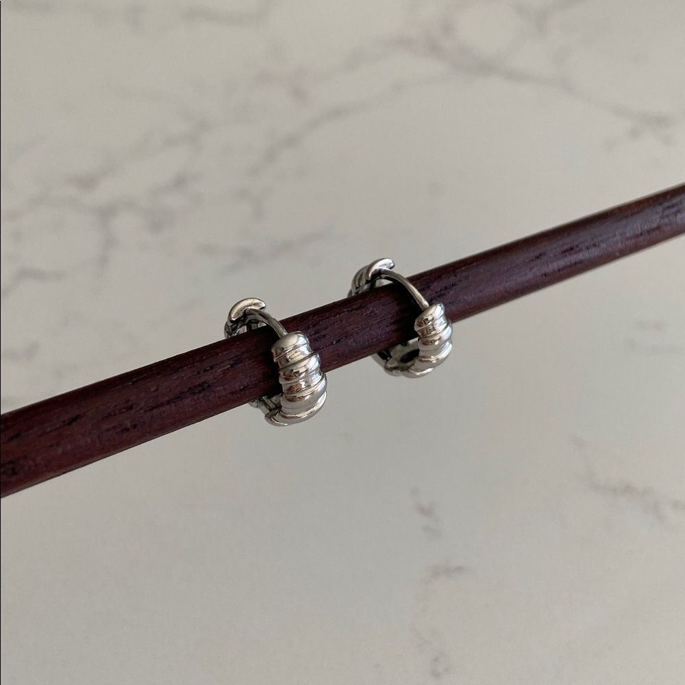 Pretty Bird • White Gold Plated Mini Huggies
